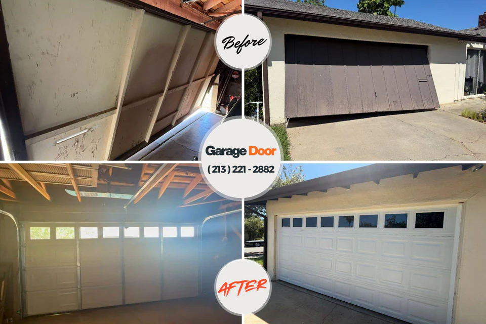 Before and after: garage door repair Fayetteville, NY